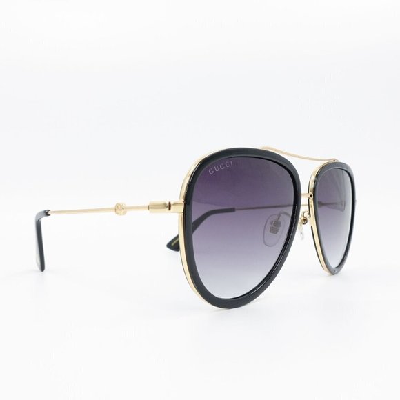 Gucci GG0062 Aviator Polarized Sunglasses Black Gray OS - Picture 2 of 16
